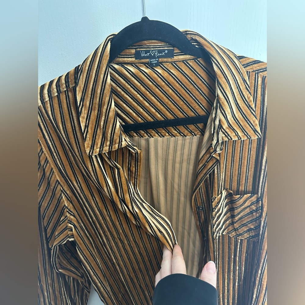 Velvet heart velvet button-down